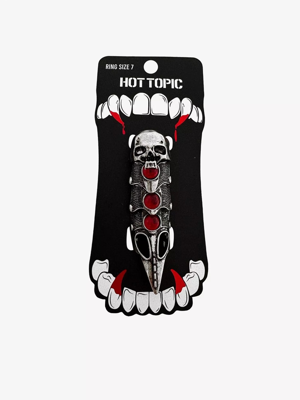 Skull & Red Jewel Armor Ring Hot‎ Topic